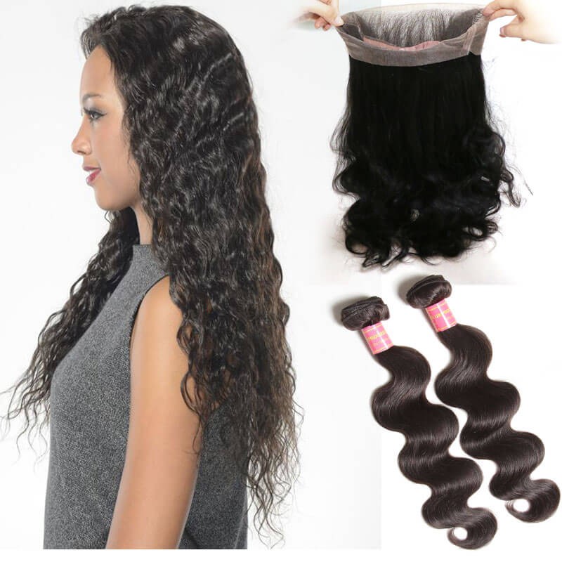Body Wave Virgin Hair 2 Bundles With 360 Lace Closure Idolra Wavy Human Hair Weave Extensions